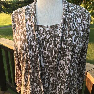 Chico's Easywear Twin 2 PC Set Jacket Size 0/1 Shell Slinky Leopard Brown Pink